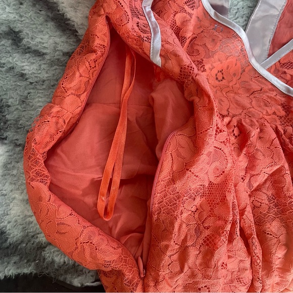Free People Gilded Lace Mini Dress in Peach, Size L, NWOT - Picture 10 of 13